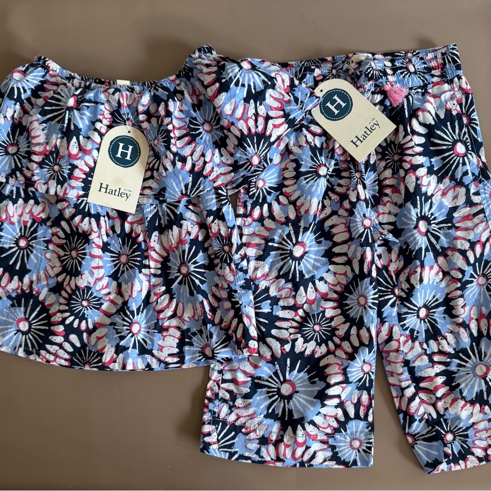 Hatley Sundial Mandela Shoulder Flounce Top Pants Set Girls Sz 5 2pc NWT